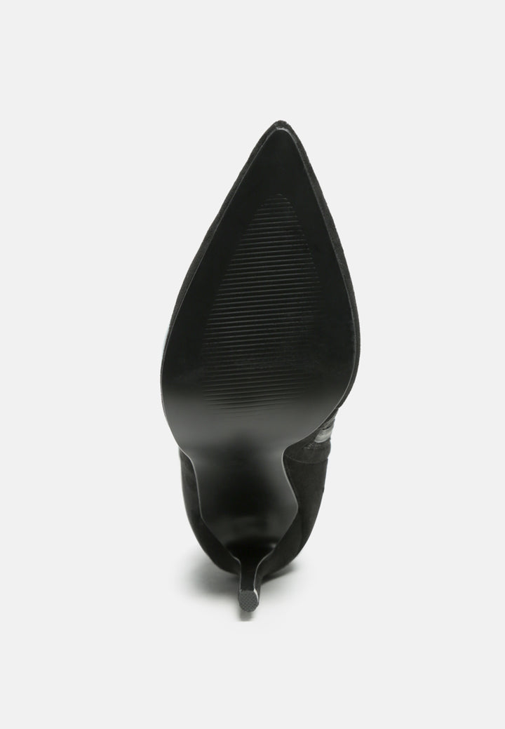 women madmam strerch high heel velvet boot#color_black