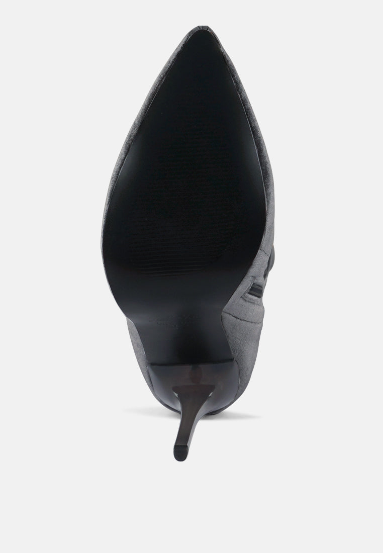 women madmam strerch high heel velvet boot#color_grey