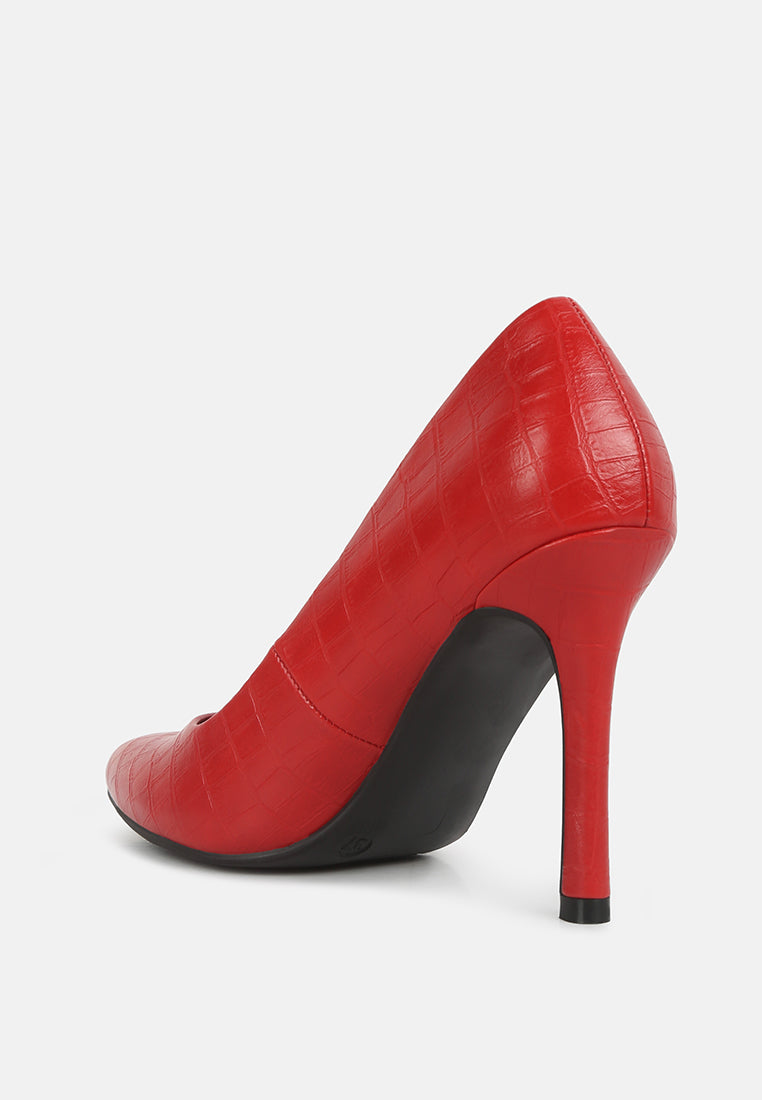 women croc formal pumps#color_red