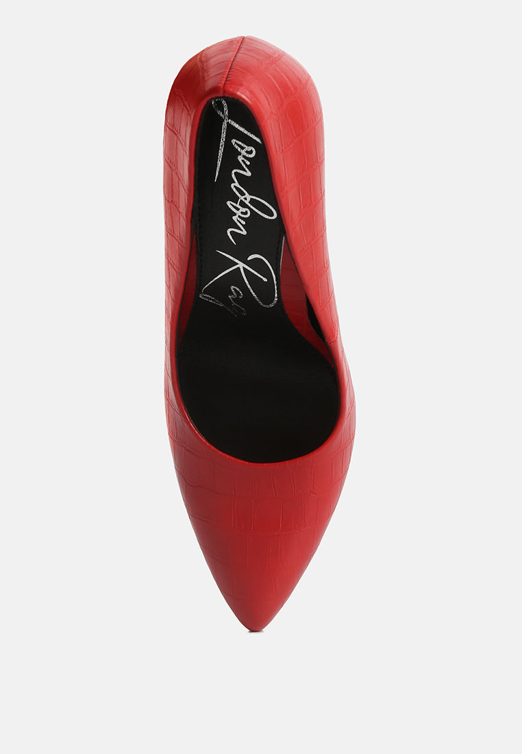 women croc formal pumps#color_red