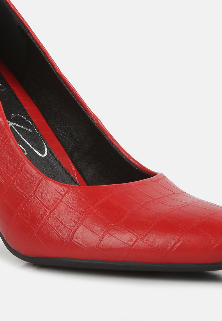women croc formal pumps#color_red