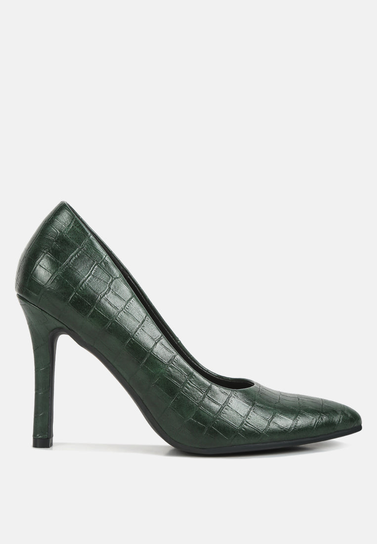 women croc formal pumps#color_dark-green
