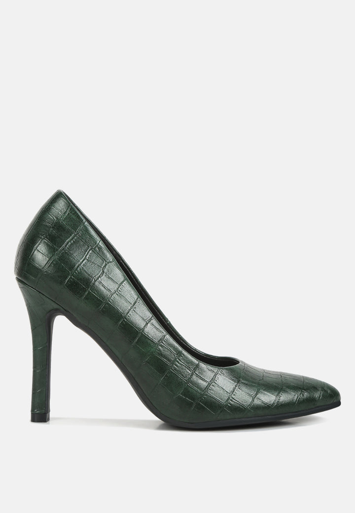 women croc formal pumps#color_dark-green