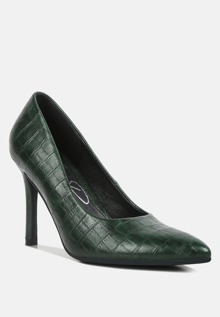 women croc formal pumps#color_dark-green