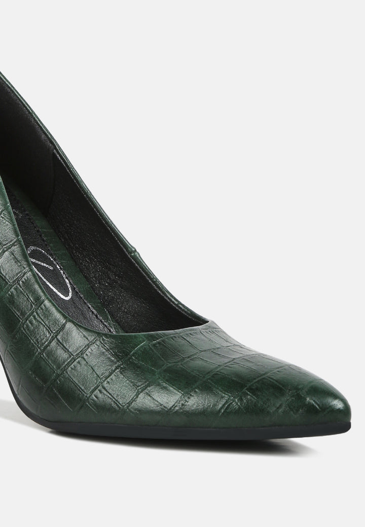 women croc formal pumps#color_dark-green