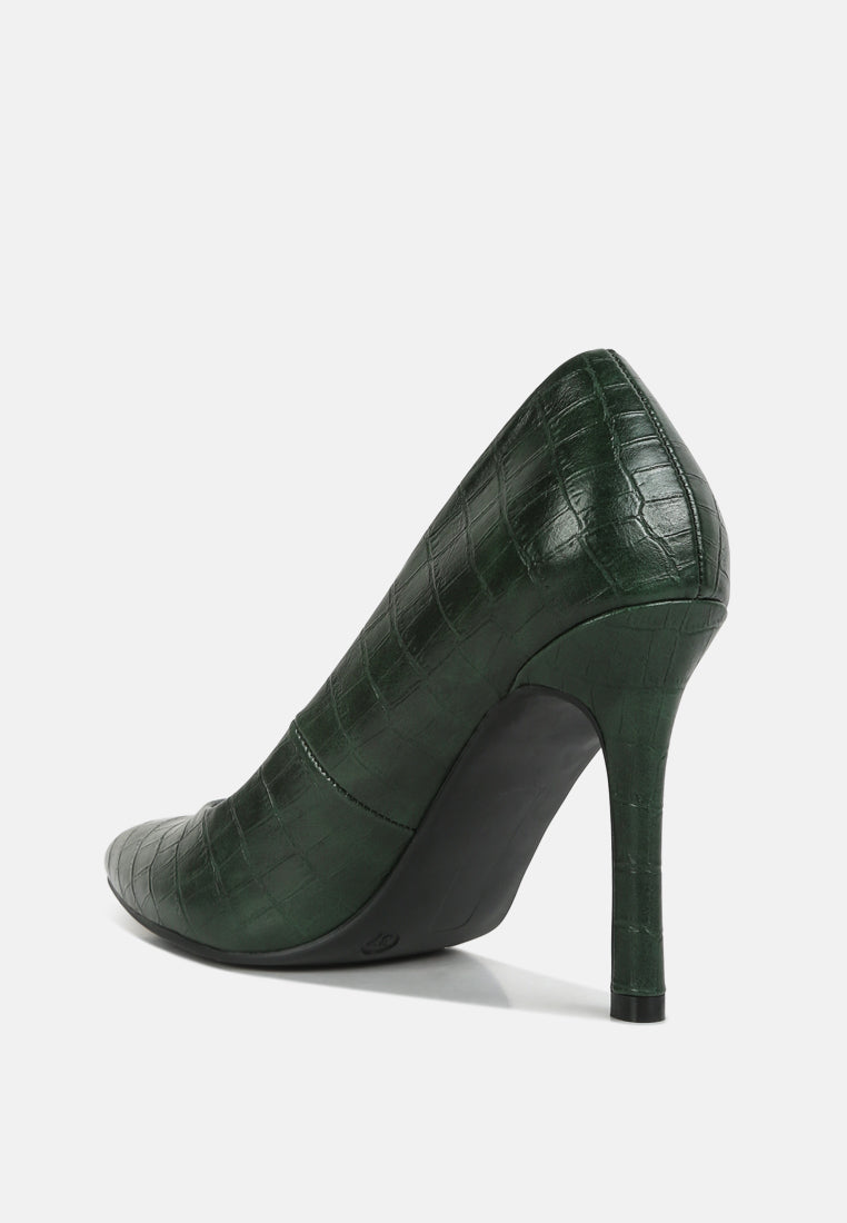 women croc formal pumps#color_dark-green