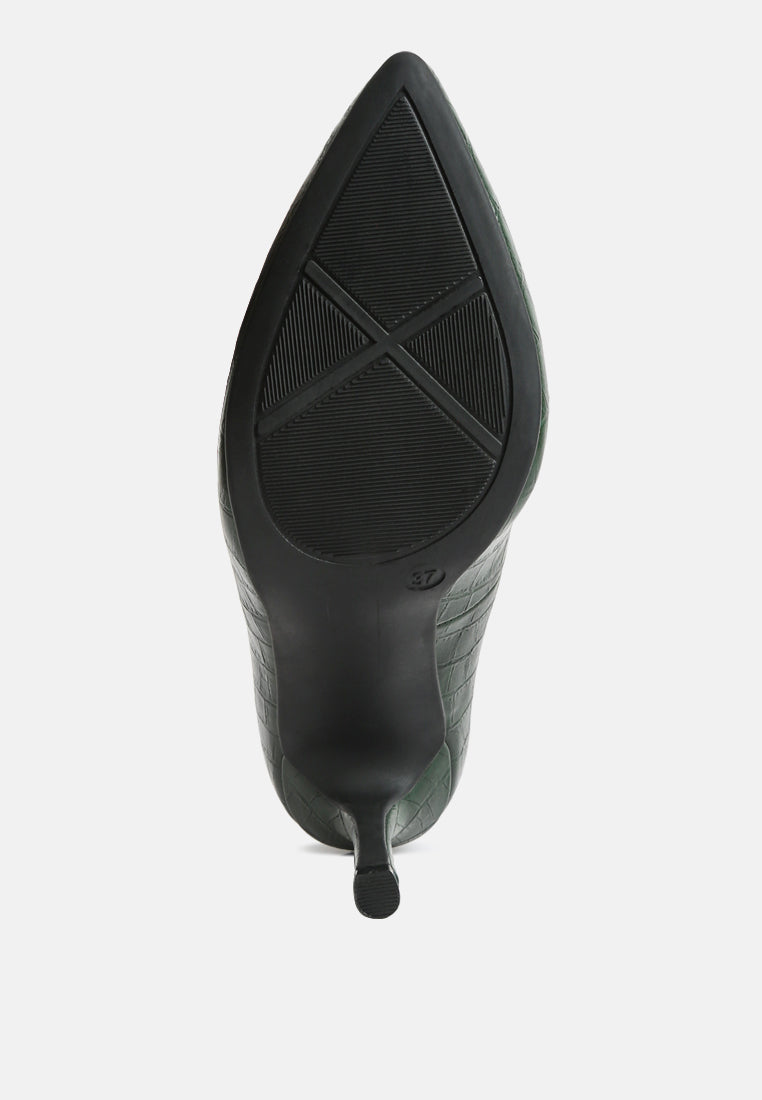 women croc formal pumps#color_dark-green