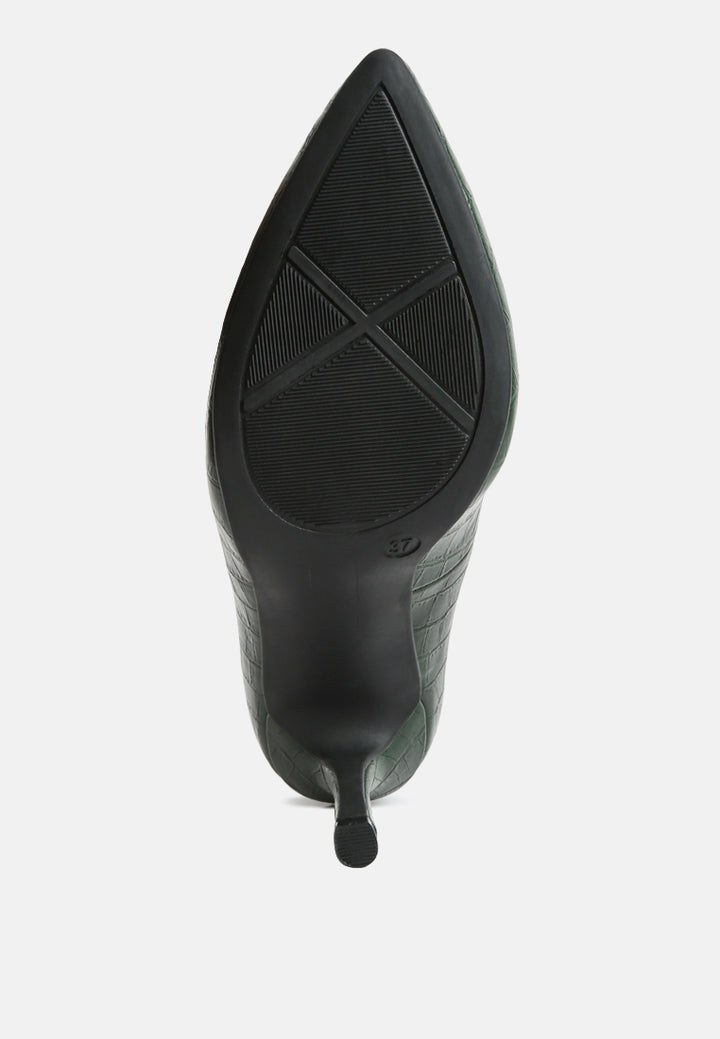 women croc formal pumps#color_dark-green