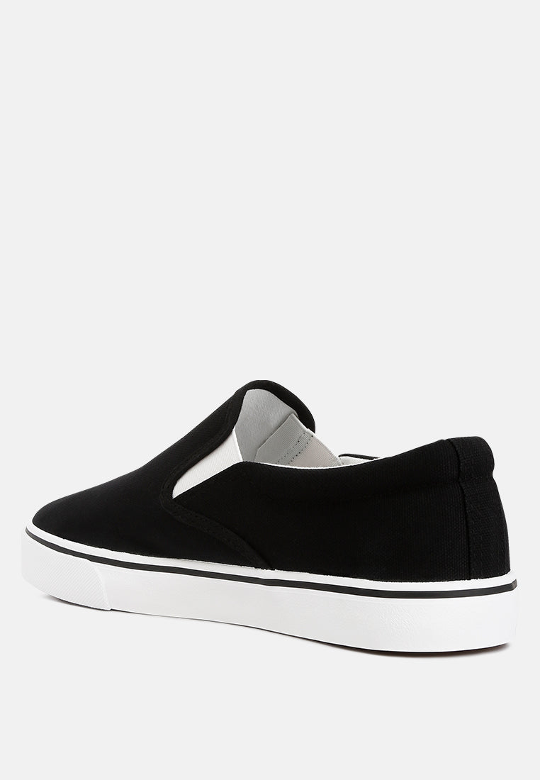 mens canvas slip on sneakers#color_black