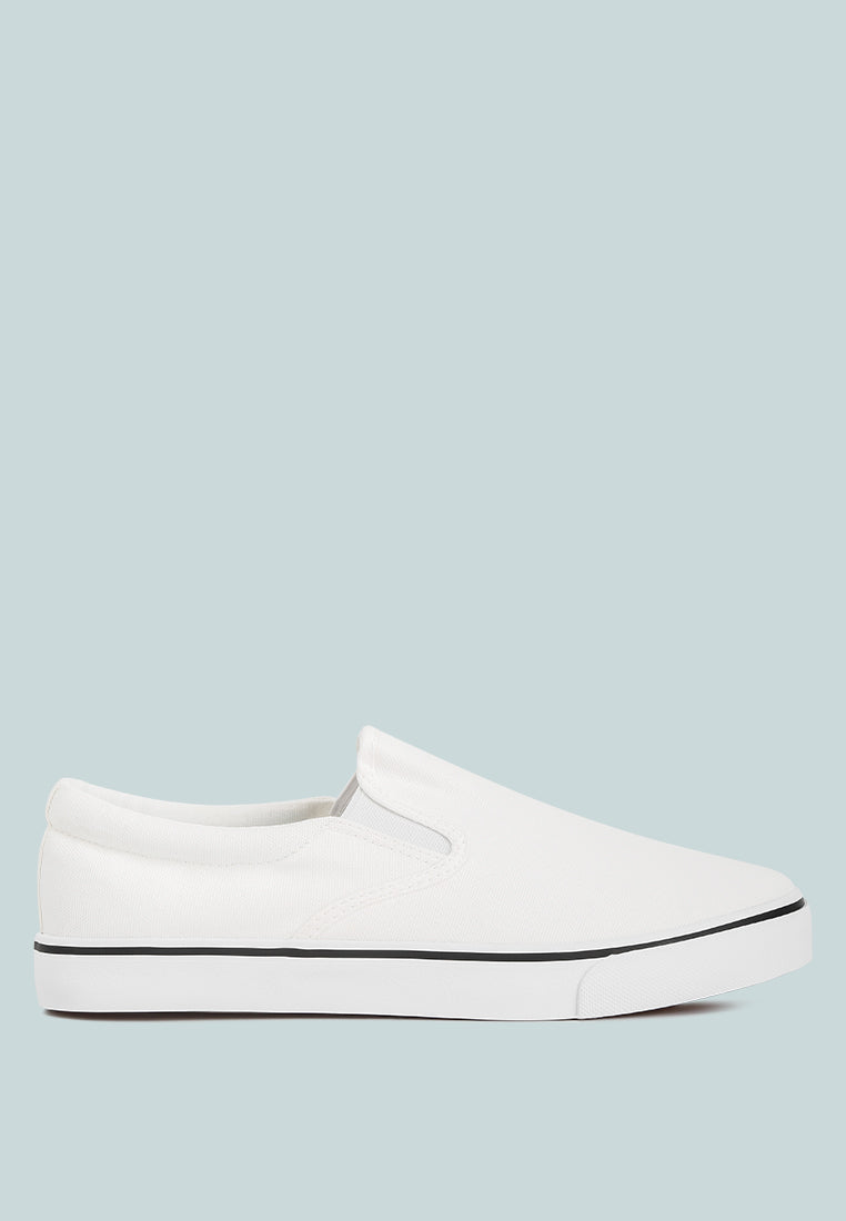 mens canvas slip on sneakers#color_white