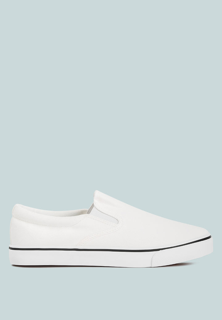 mens canvas slip on sneakers#color_white