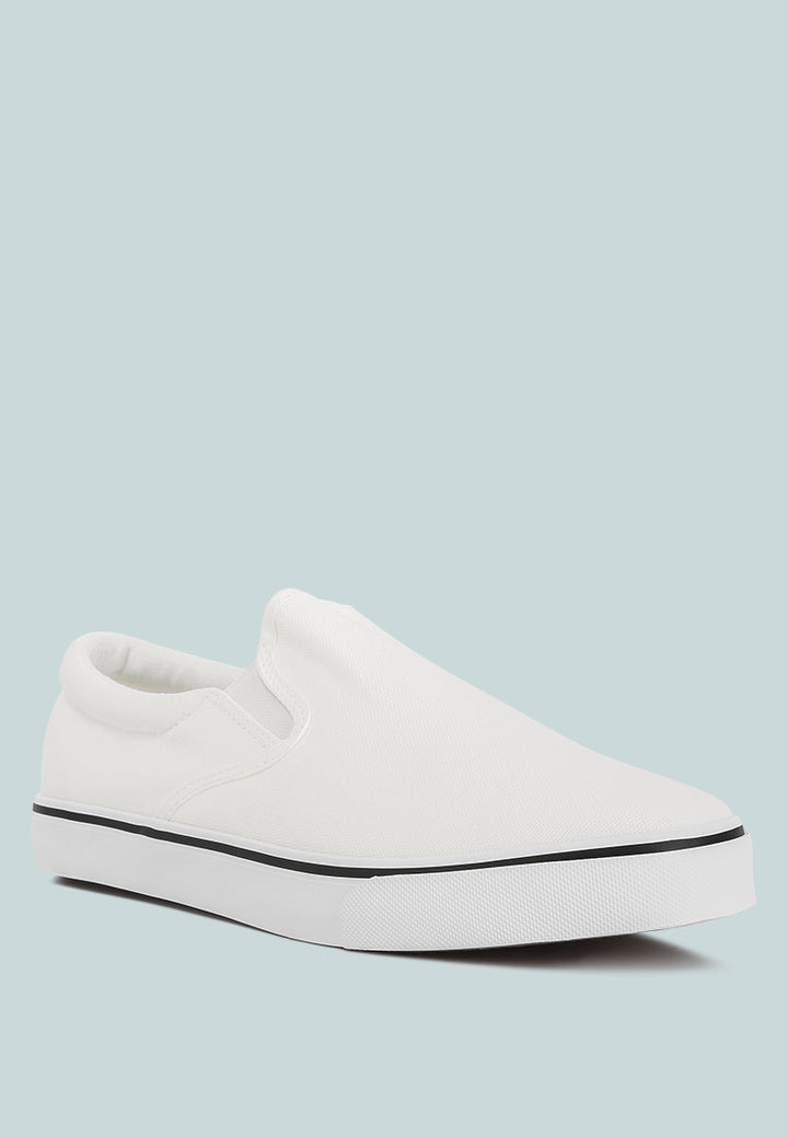 mens canvas slip on sneakers#color_white