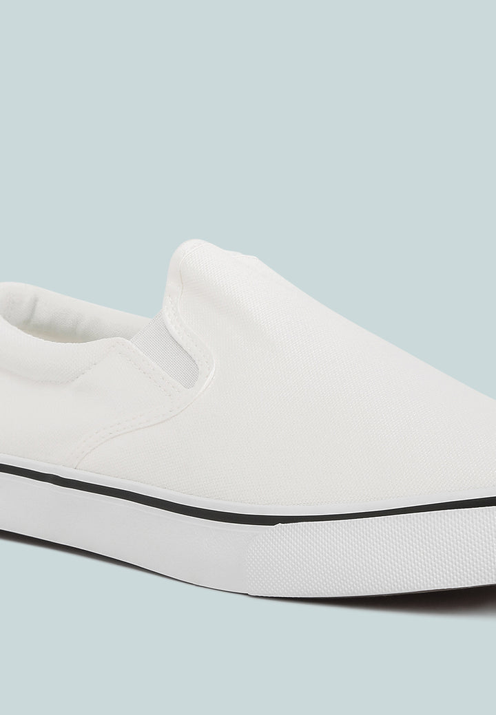 mens canvas slip on sneakers#color_white