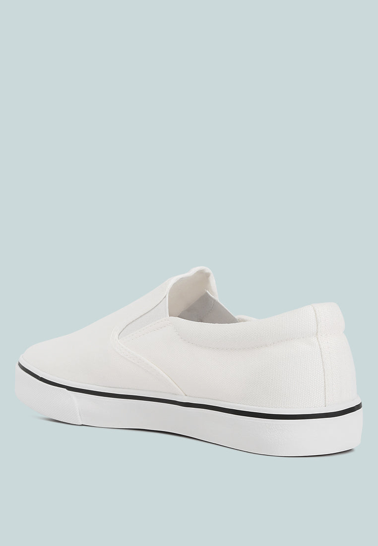 mens canvas slip on sneakers#color_white