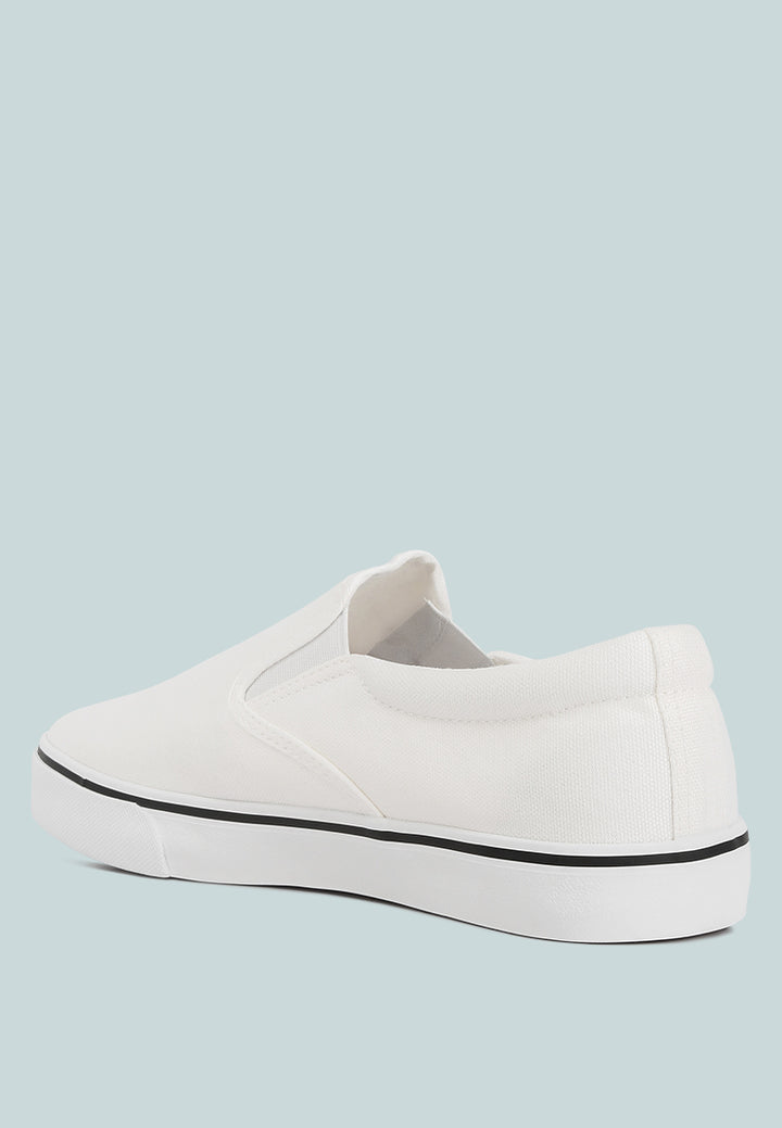 mens canvas slip on sneakers#color_white