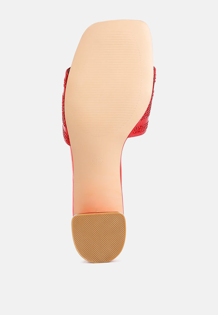 women diamante embellished paris sandals#color_red