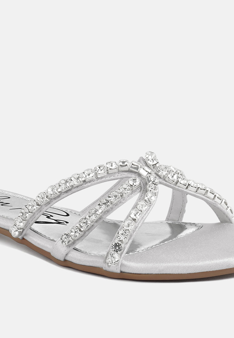 women dimante strap flat sandals#color_silver