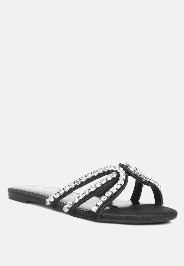 women dimante strap flat sandals#color_black