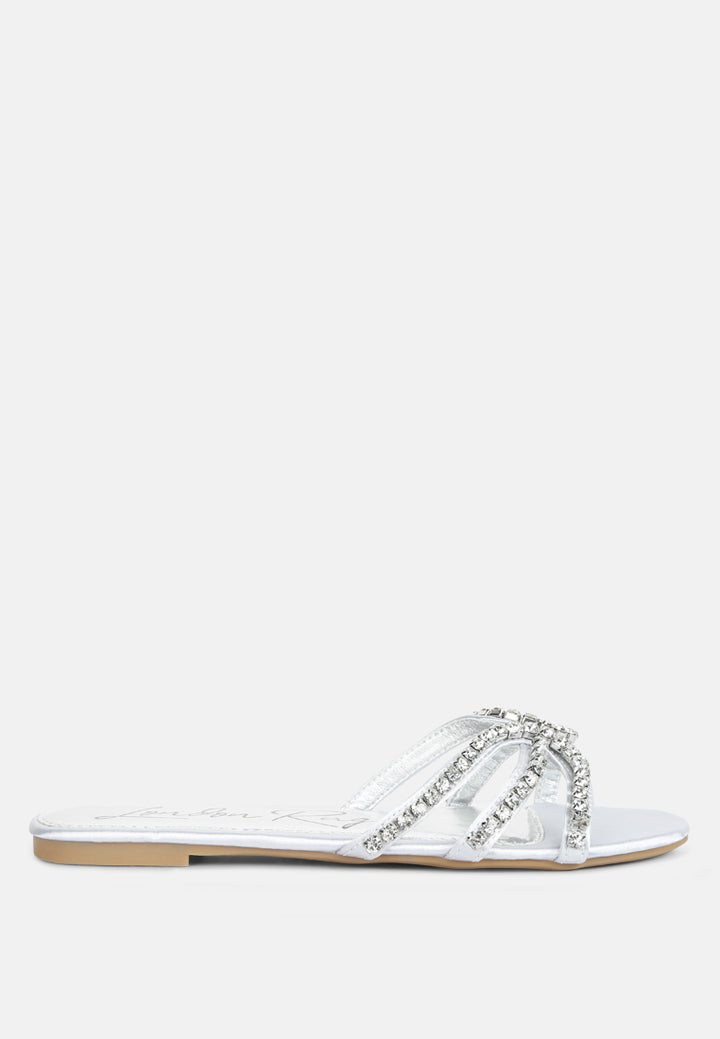 women dimante strap flat sandals#color_silver