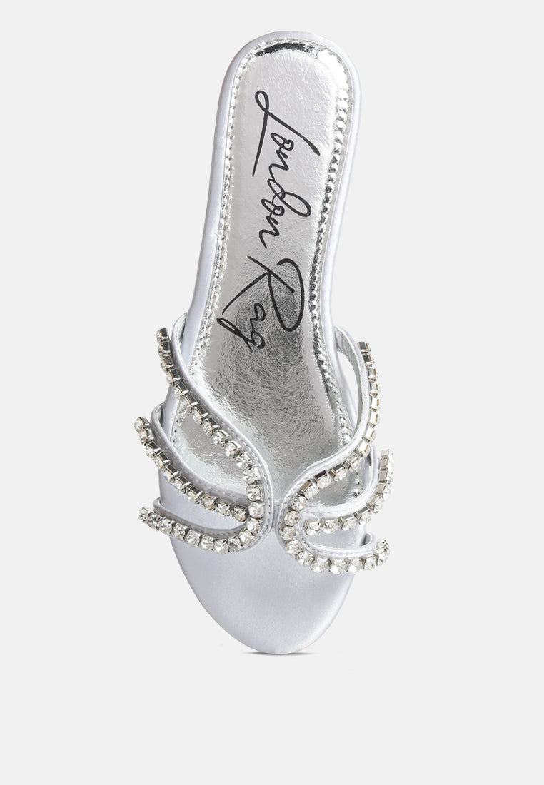 women dimante strap flat sandals#color_silver