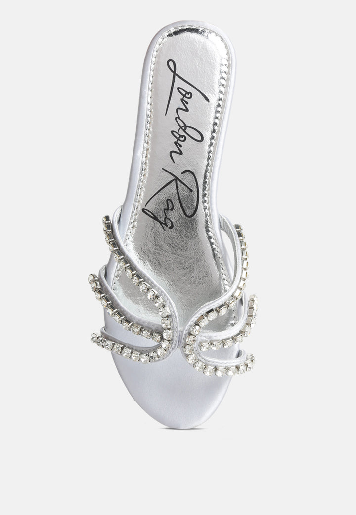 women dimante strap flat sandals#color_silver