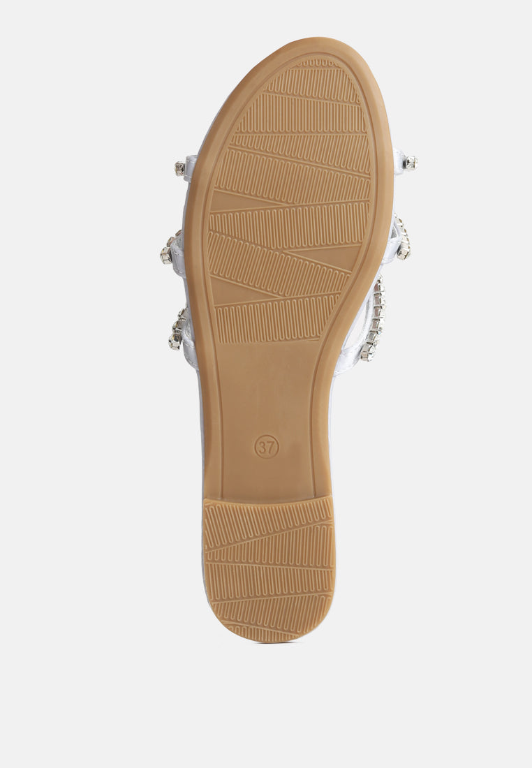 women dimante strap flat sandals#color_silver