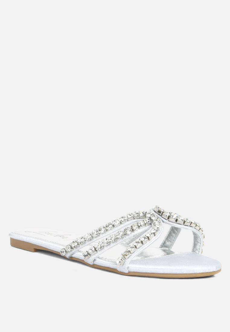 women dimante strap flat sandals#color_silver