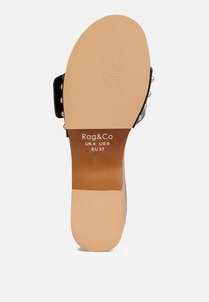 women buckle strap leather slip on#color_black