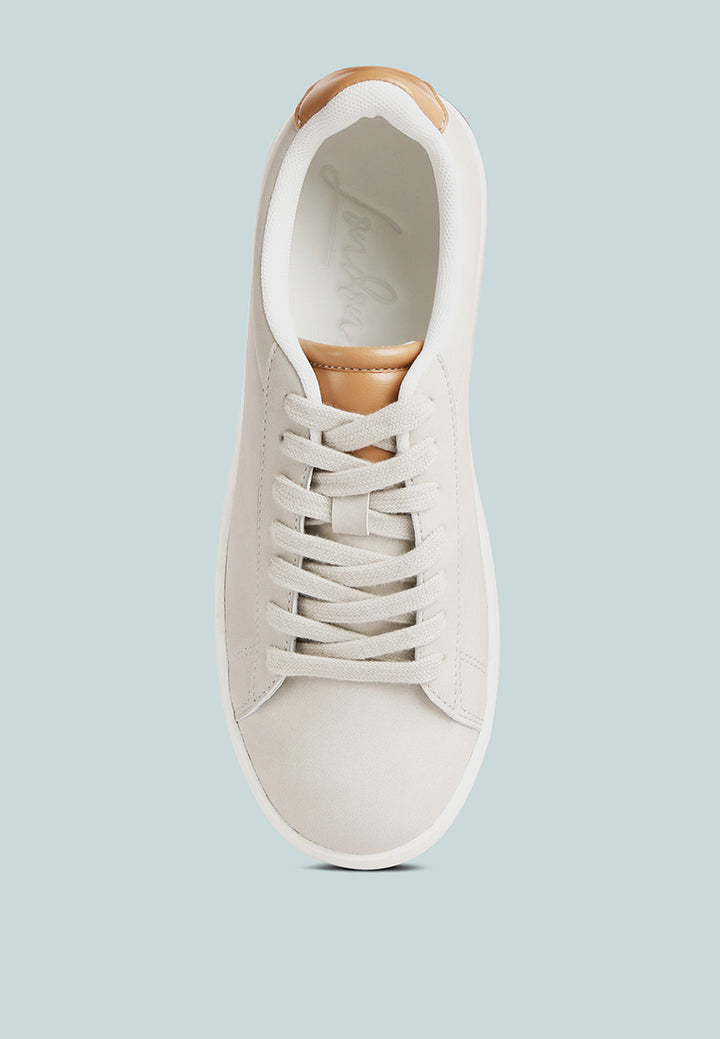 women lace up casual sneakers#color_beige
