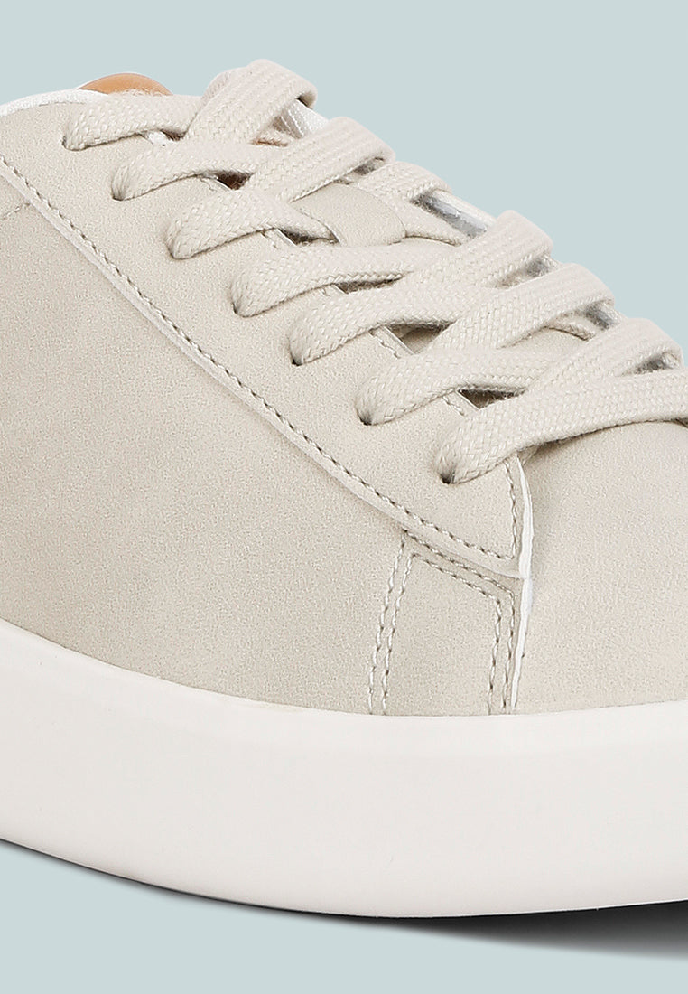women lace up casual sneakers#color_beige