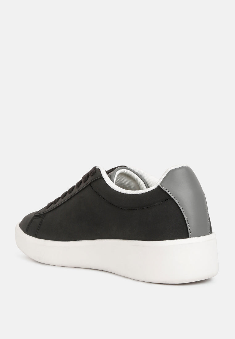 minky lace up casual sneakers#color_black