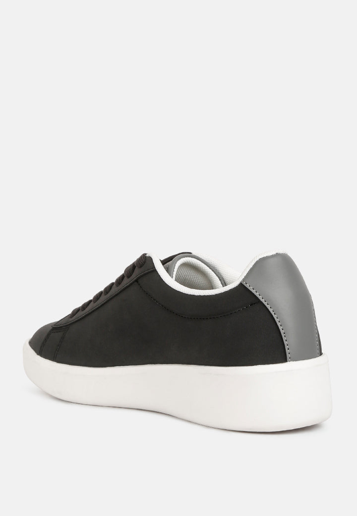 minky lace up casual sneakers#color_black