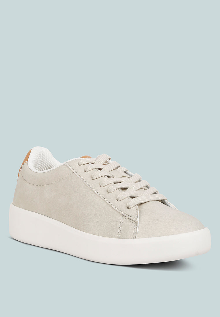 minky lace up casual sneakers#color_grey