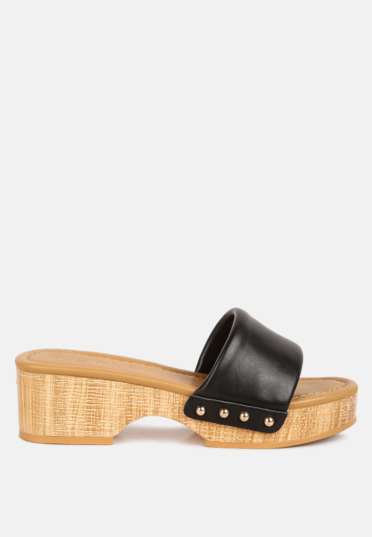 women stud embellished  wedge sandals#color_black