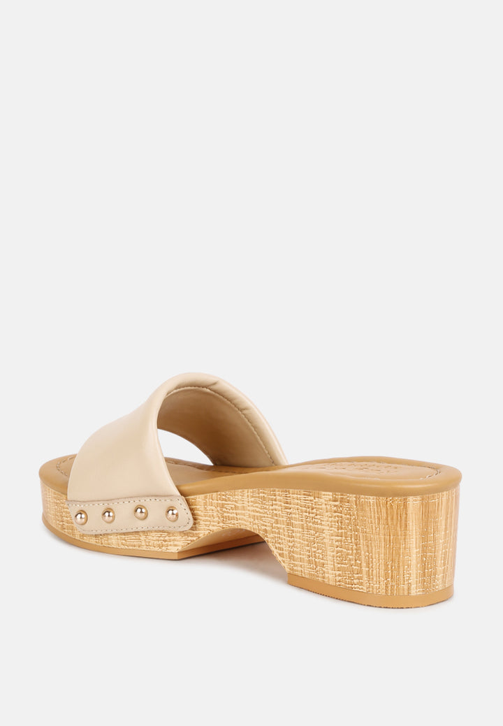 women stud embellished  wedge sandals#color_beige