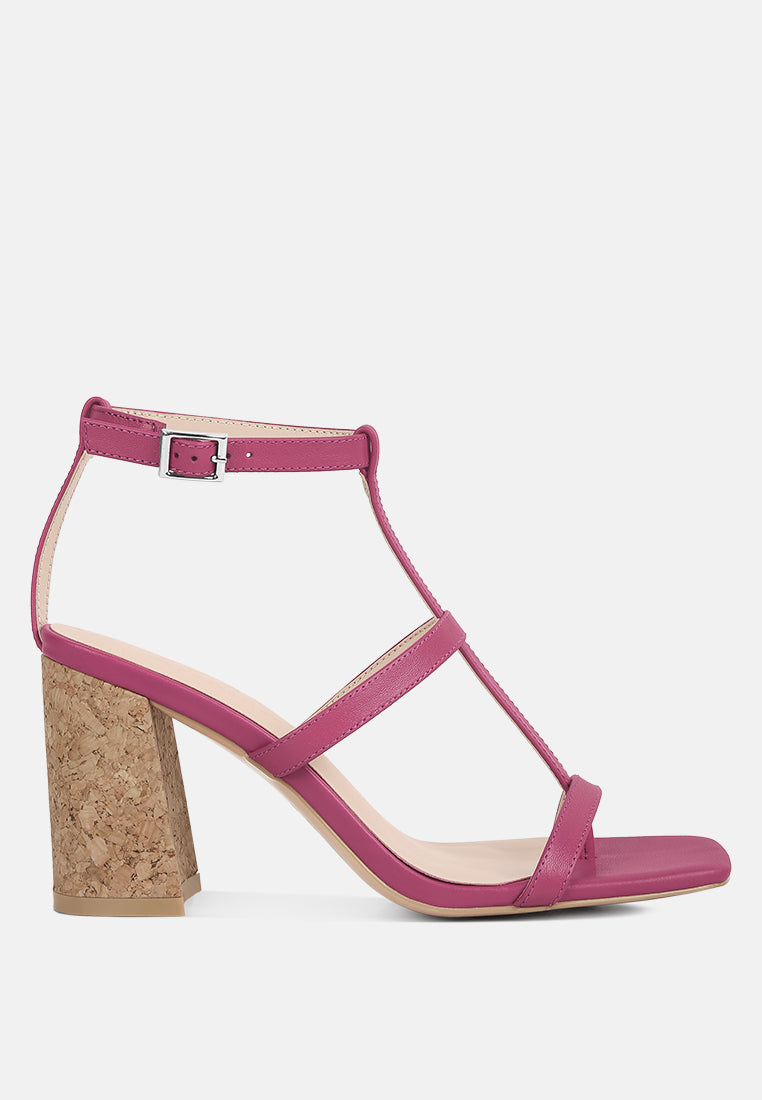 women open square toe block heel sandals#color_fuchsia