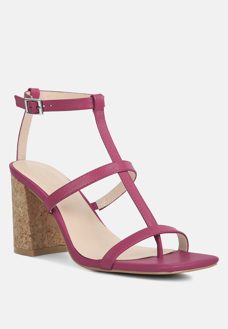 women open square toe block heel sandals#color_fuchsia