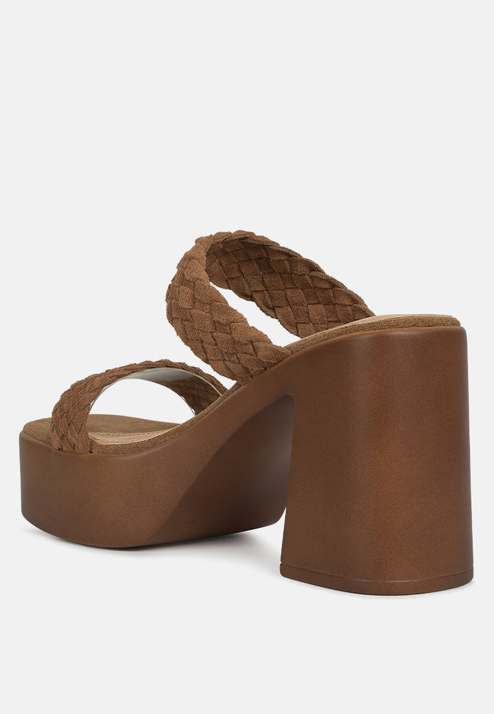 women braided detail platform sandals#color_tan