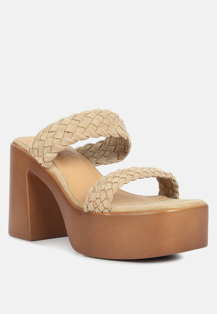 women braided detail platform sandals#color_beige