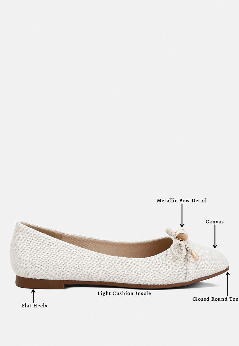 women metallic embellished flat ballerinas#color_beige