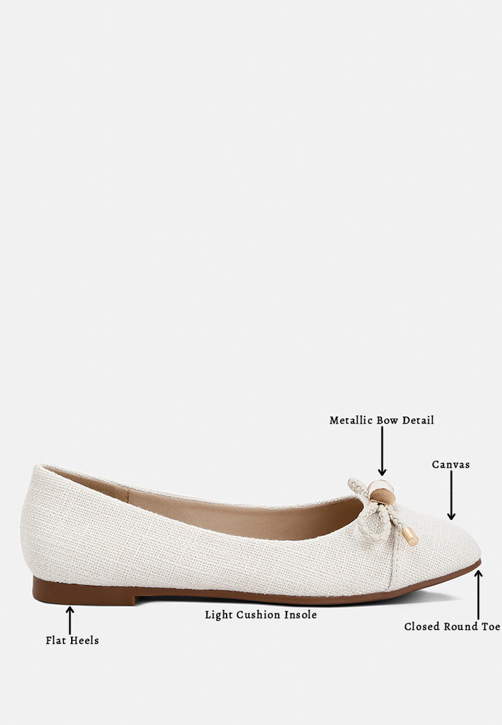 women metallic embellished flat ballerinas#color_beige