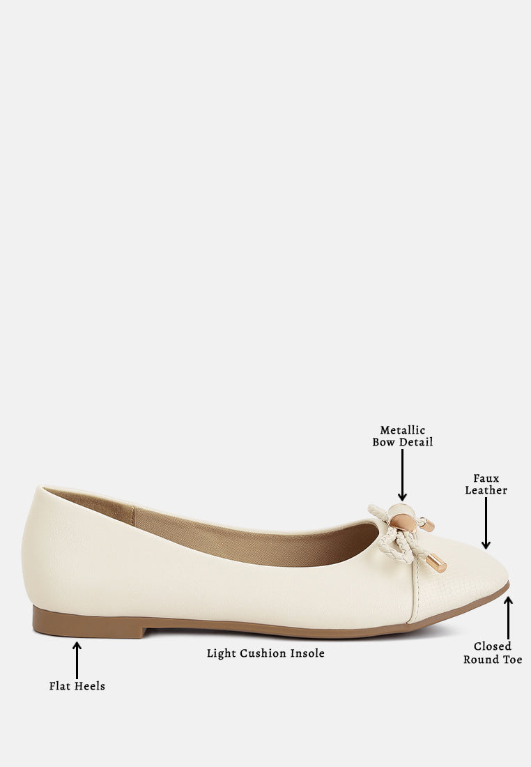 women metallic embellished flat ballerinas#color_off-white