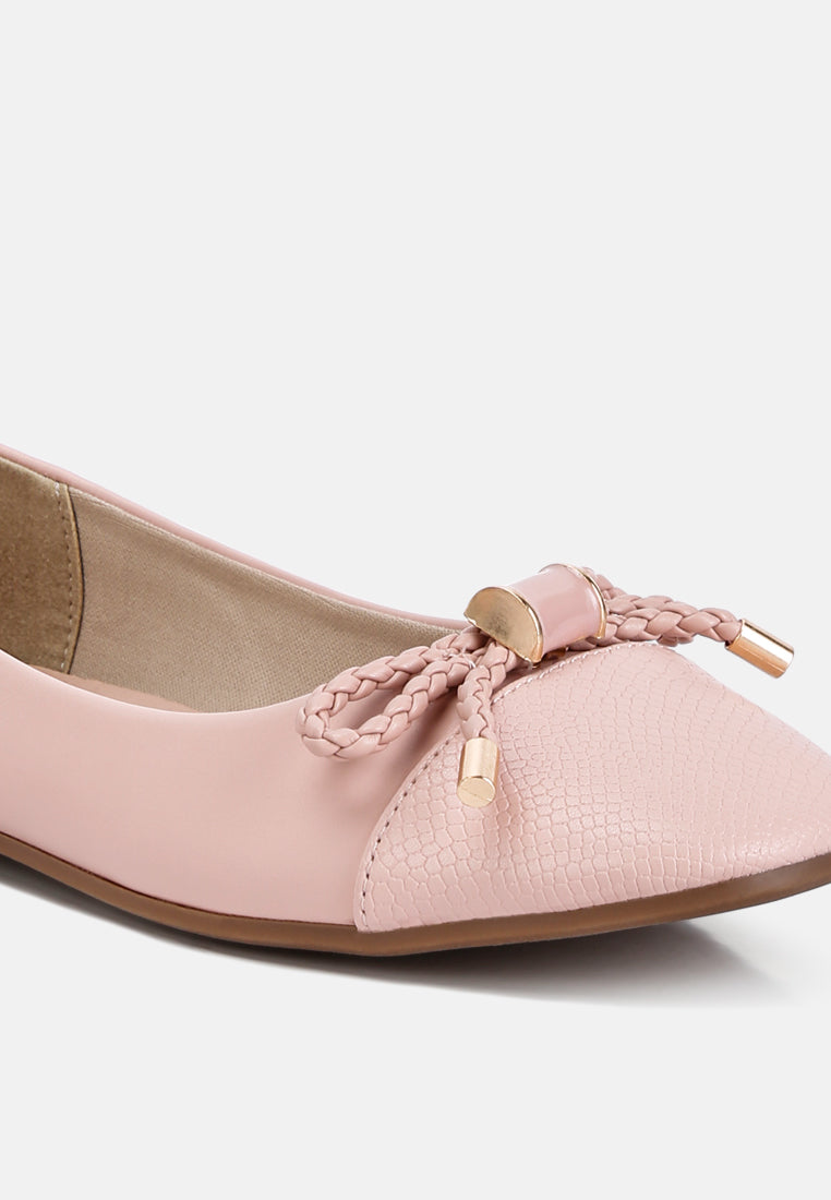 women metallic embellished flat ballerinas#color_pink