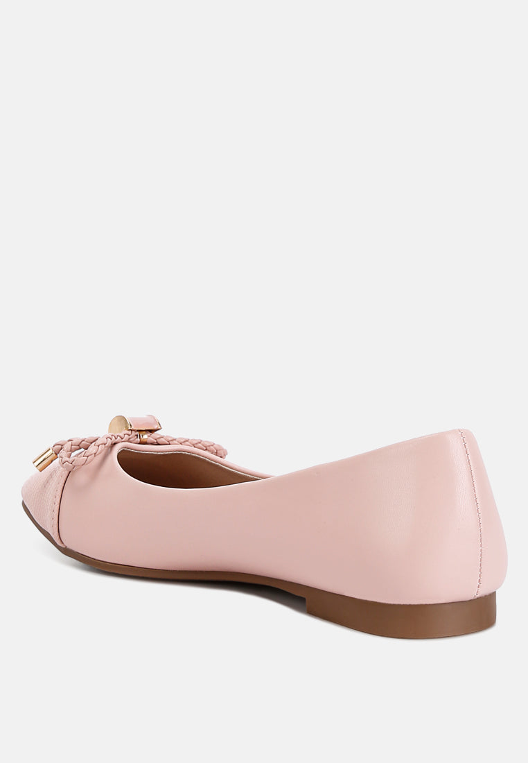 women metallic embellished flat ballerinas#color_pink