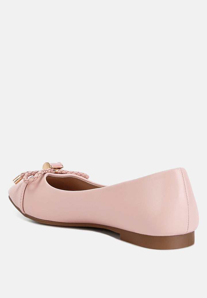 women metallic embellished flat ballerinas#color_pink