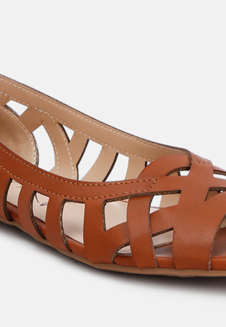 women woven peep toe flats#color_tan