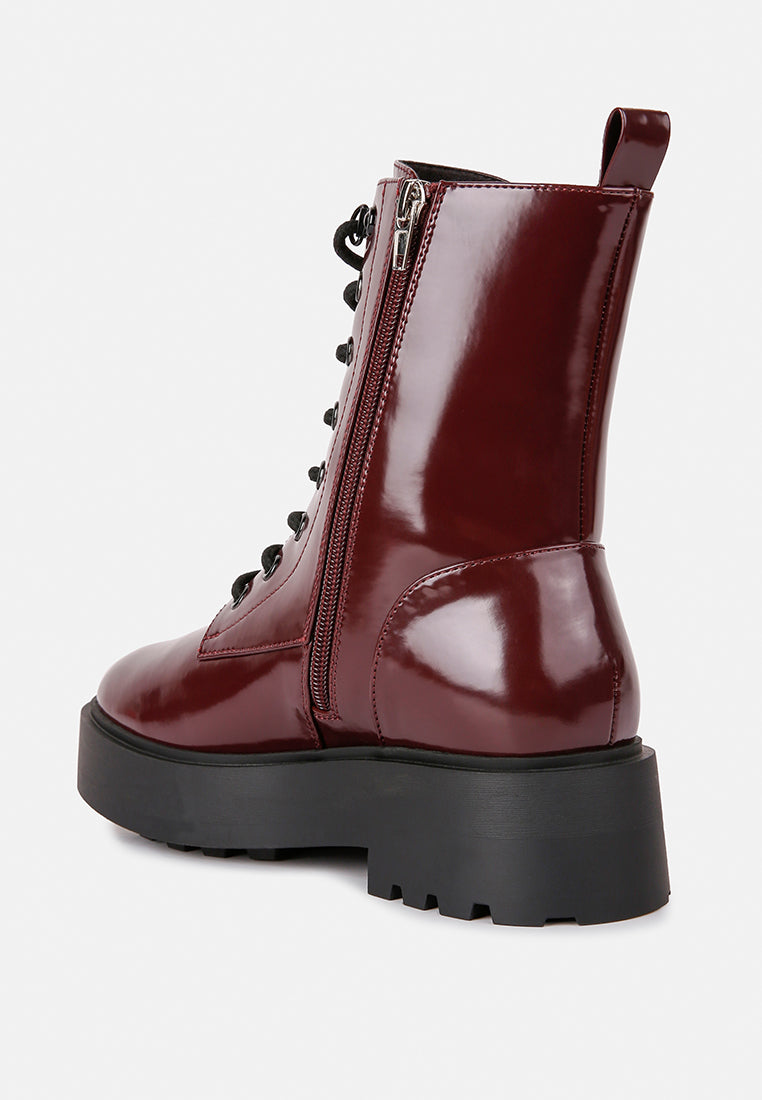 women molsh ankle biker boots#color_burgundy