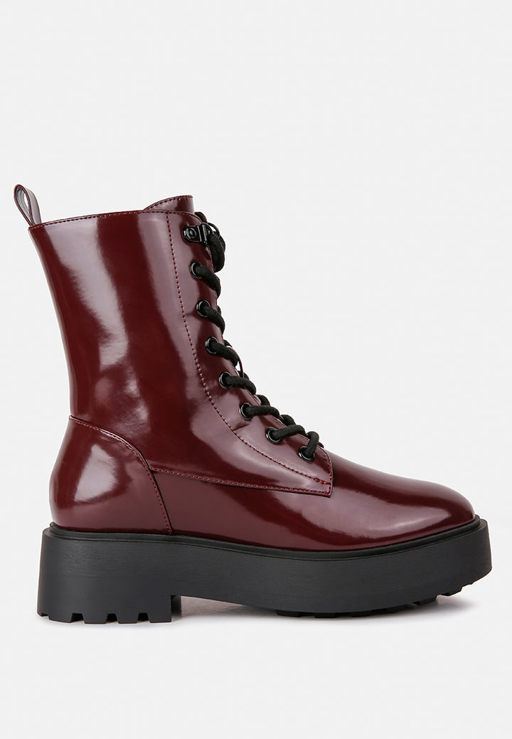 women molsh ankle biker boots#color_burgundy