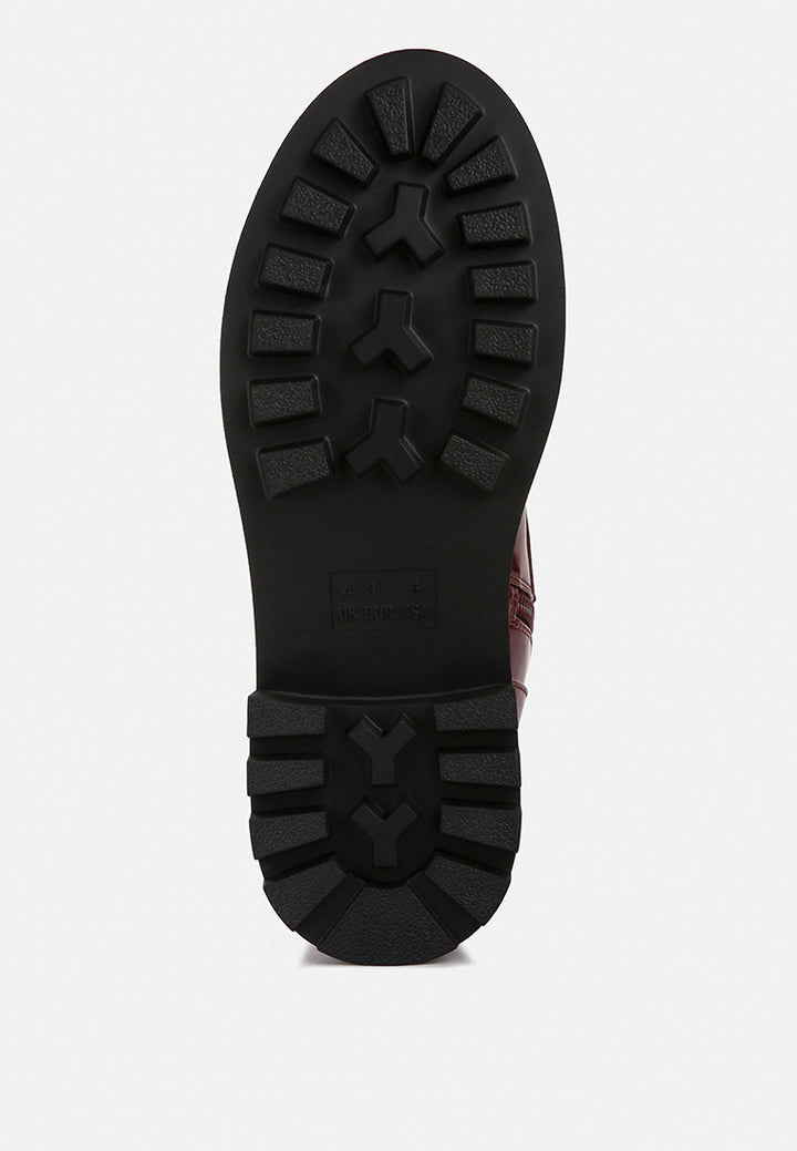 women molsh ankle biker boots#color_burgundy