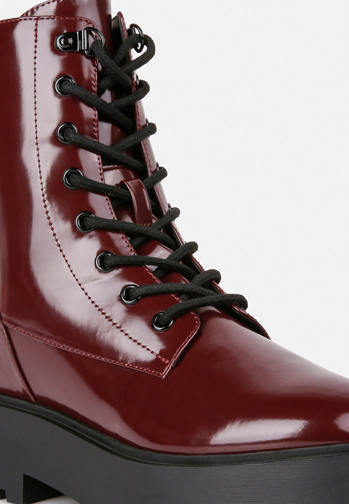 women molsh ankle biker boots#color_burgundy